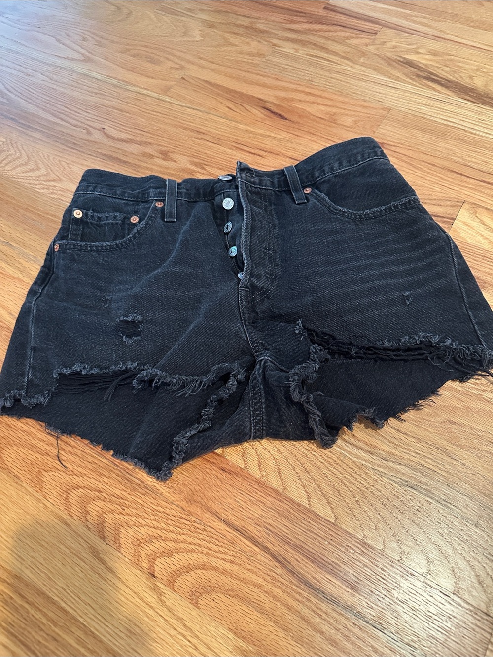 Levi's Black Distressed Cutoff Denim Shorts